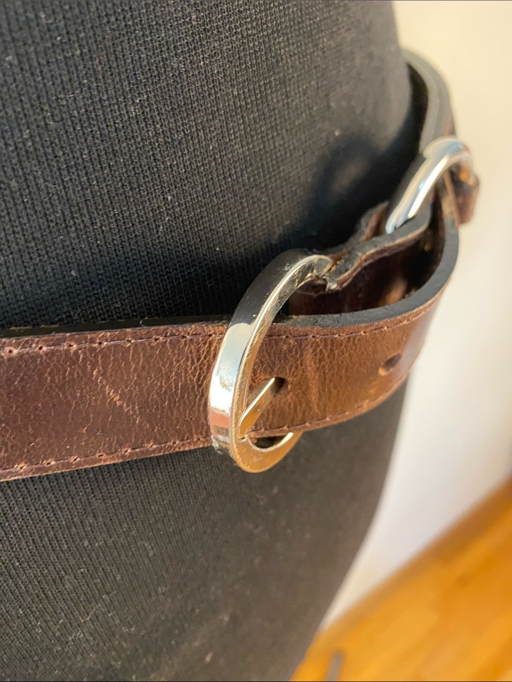 Simons Brown Leather Belt with Double Silver Rings - Picture 5 of 10